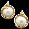 Image 1 : 14k Gold Earrings MABE PEARL w DIAMOND (60762)