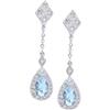 Image 1 : 14k White Gold Earrings AQUAMARINE w DIAMONDS (60773)
