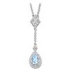 Image 1 : 14k White Gold Necklace AQUAMARINE w DIAMONDS (60776)