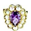 Image 1 : VINTAGE 14K GOLD RING AMETHYST PEARLS (61014)