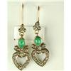 Image 1 : ANTIQUE Style EARRINGS EMERALD ROSE CUT DIAMONDS (61110)