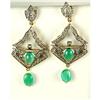 Image 1 : ANTIQUE  EARRINGS EMERALD ROSE CUT DIAMONDS (61117)