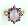 Image 1 : 14K GOLD RING LAVENDAR JADE w AMETHYSTS (61310)