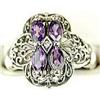 Image 1 : ANTIQUE Style RING w AMETHYSTS and DIAMOND (61419)
