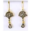 Image 1 : ANTIQUE GOLD EARRINGS ROSE CUT DIAMONDS .50 CTS! (61752)