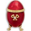 Image 1 : VIVIAN ALEXANDER EGG JEWELRY BOX Guilloche w Raspberry Enamel  (61814)