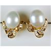 Image 1 : GOLD EARRINGS SOUTH SEA PEARLS w DIAMONDS (62017)