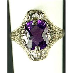 ANTIQUE WHITE GOLD RING AMETHYST TWO CARATS! (62078)