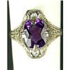 Image 1 : ANTIQUE WHITE GOLD RING AMETHYST TWO CARATS! (62078)