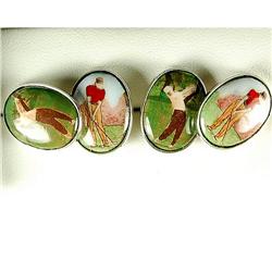 STERLING SILVER CUFFLINKS GOLFER (62139)