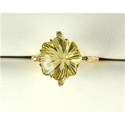 UNIQUE 14K RING PERIDOT 7.5 CTS! DIAMONDS (62218)