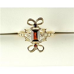 ANTIQUE STYLE RING GARNET SEED PEARLS (62220)