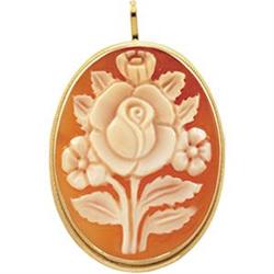 14K CARNELIAN SHELL CAMEO FLOWER PIN  PENDANT (62290)