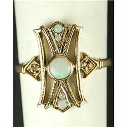 ANTIQUE STYLE RING OPALS w DIAMONDS (62296)
