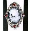 Image 1 : ANTIQUE STYLE RING CAMEO w GARNETS (62297)