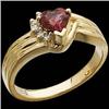 Image 1 : 14K GOLD RING HEART GARNET w DIAMONDS (58777)