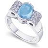 Image 1 : 14K White Gold Ring BLUE TOPAZ w DIAMONDS (60781)