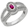 Image 1 : 14k White Gold RUBY w DIAMOND ENGAGEMENT RING (60996)
