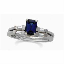 SAPPHIRE ENGAGEMENT RING w DIAMONDS (60998)