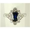 Image 1 : Vintage 14k White Gold Ring SAPPHIRE w DIAMONDS (61210)