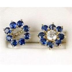 14K EARRING JACKETS CEYLON SAPPHIRES DONUTS (61286)