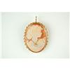 Image 1 : 14K GOLD CAMEO PIN PENDANT w DIAMOND  (61300)