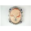 Image 1 : ANTIQUE STYLE CAMEO PIN DIAMOND SAPPHIRES (61412)