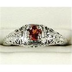 ANTIQUE STYLE RING GARNET FILIGREE (61478)