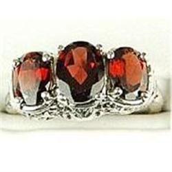ANTIQUE Style RING 3 GARNETS w FILIGREE (61485)