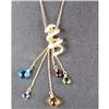 Image 1 : GOLD NECKLACE DIAMONDS GARNET AMETHYST BLUE TOPAZ DANGLING (62072)