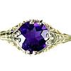 Image 1 : ANTIQUE STYLE 14K RING AMETHYST w FILIGREE WORK (62158)