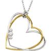 Image 1 : 14K NECKLACE HEARTS DIAMONDS WHITE YELLOW GOLD (62177)