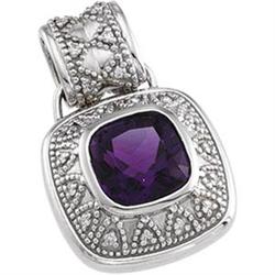 ANTIQUE STYLE PENDANT AMETHYST DIAMONDS (62268)