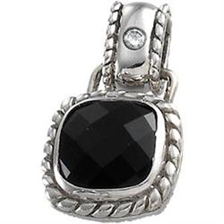 14K WHITE GOLD PENDANT BLACK ONYX DIAMOND (62271)