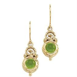 14K GOLD EARRINGS PERIDOT DANGLING (62284)