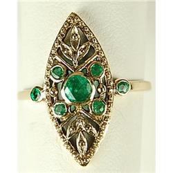 ANTIQUE STYLE GOLD RING w EMERALDS (62312)