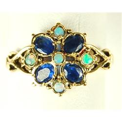 ANTIQUE STYLE RING SAPPHIRES OPALS (62313)