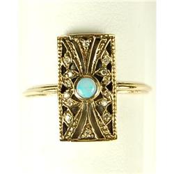 ANTIQUE STYLE GOLD RING OPAL DIAMONDS (62316)