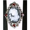 Image 1 : ANTIQUE STYLE RING CAMEO w GARNETS (62325)