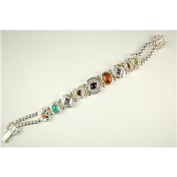 ANTIQUE STYLE SLIDE BRACELET GARNET AMETHYST PERIDOT (58622)