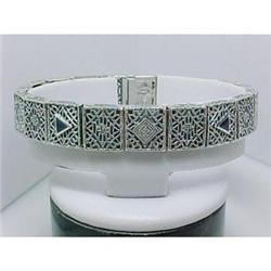 Vintage Style Sterling Silver Sapphire Bracelet (59290)