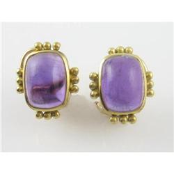 Vintage 18k Gold Earrings FINE AMETHYST (61209)