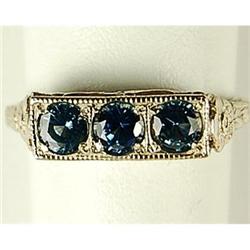 ANTIQUE WHITE GOLD RING 3 SAPPHIRES   (57850)