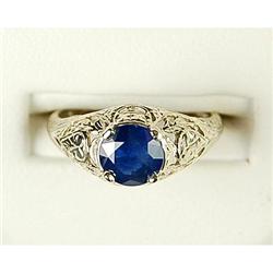 ANTIQUE Style FILIGREE Ring SAPPHIRE .90 CTS! (61141)