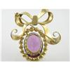 Image 2 : ANTIQUE 18k GOLD PIN  FINE AMETHYST = 24 CARATS! w PEARLS (61186)
