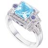 Image 2 : GENUINE SWISS BLUE TOPAZ RING w DIAMONDS w BLUE IOLITE (61219)