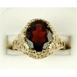 ANTIQUE STYLE RING GARNET 4 CTS! FILIGREE (57940)
