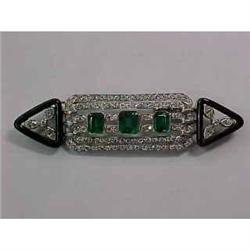 18k White Gold Emerald Pin (59185)