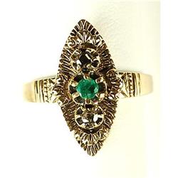 ANTIQUE GOLD RING EMERALD DIAMONDS (59377)
