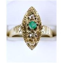 Antique Style Yellow Gold Emerald Ring (59443)
